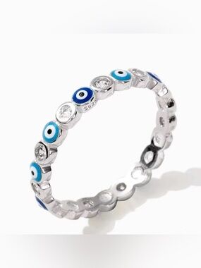 Sterling Silver Evil Eye Eternity Band